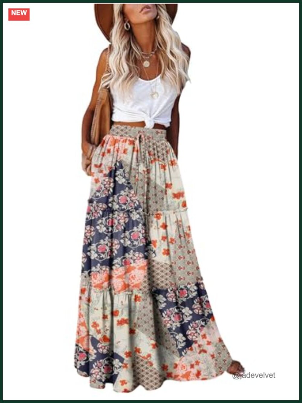 Boho Maxi Skirt High Waist Tiered Long Skirt With Pockets Fall Festival Outfit